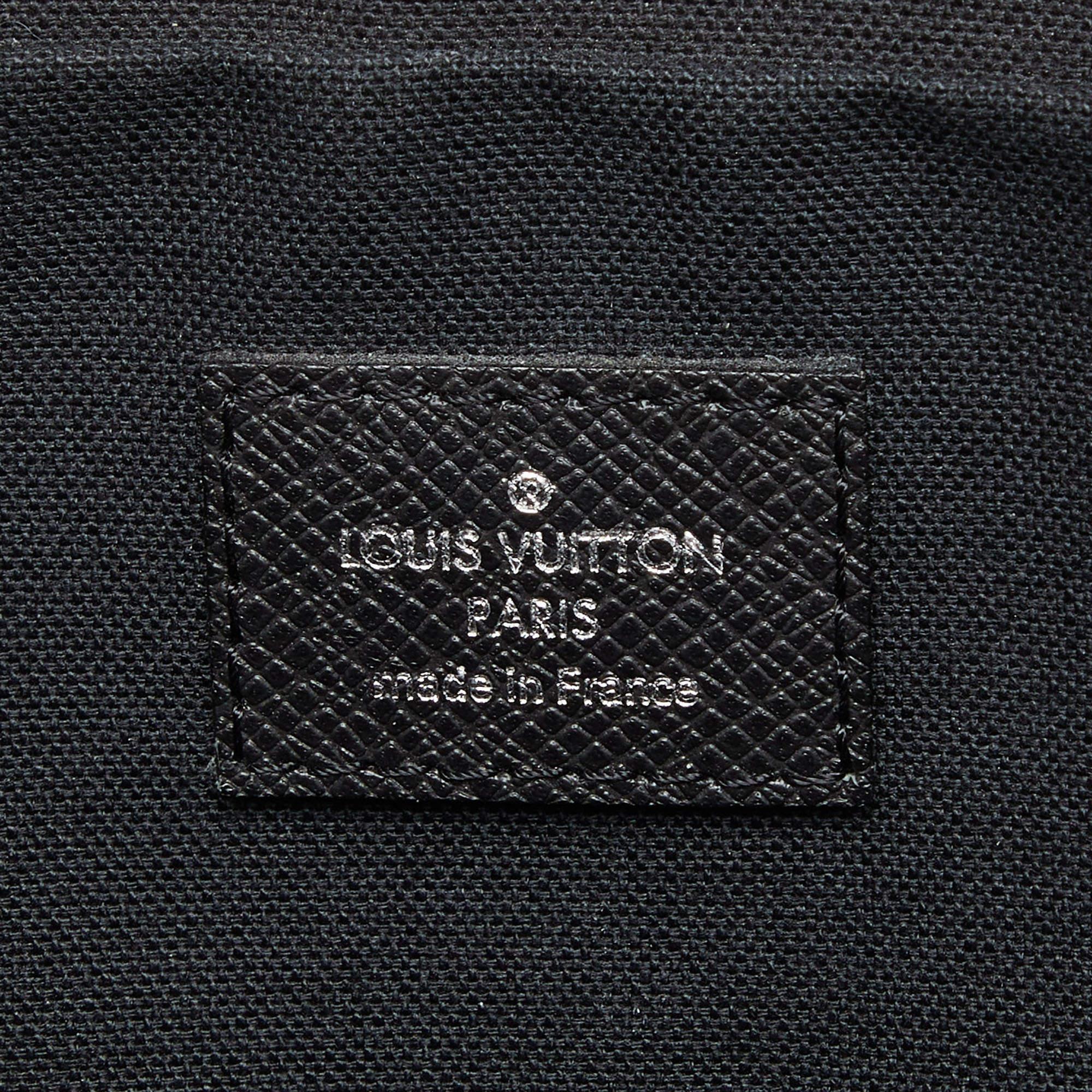 Men's Louis Vuitton Black Taiga Leather Porte Documents Briefcase Bag