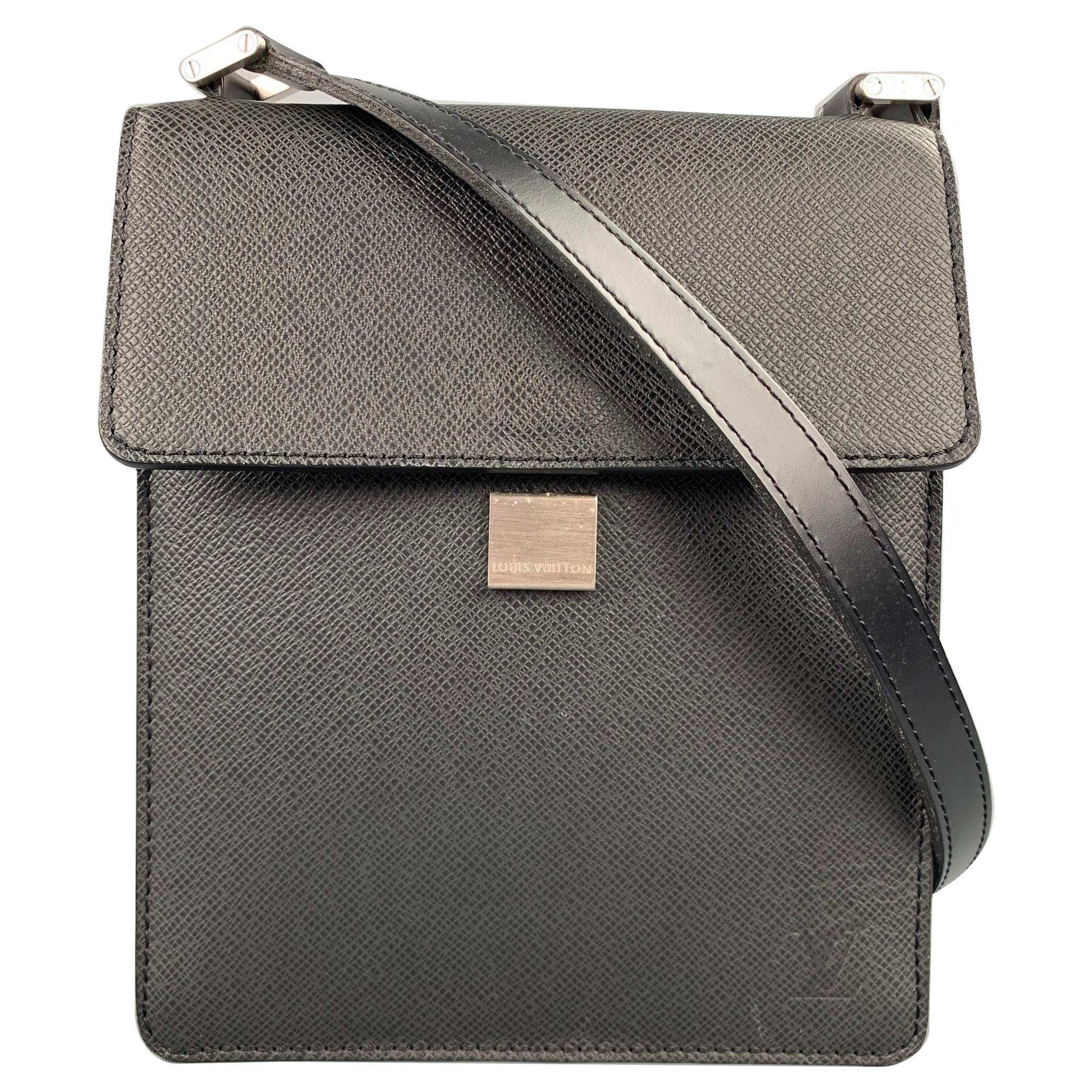 LOUIS VUITTON Black Taiga Leather Rectangle Shoulder Bag