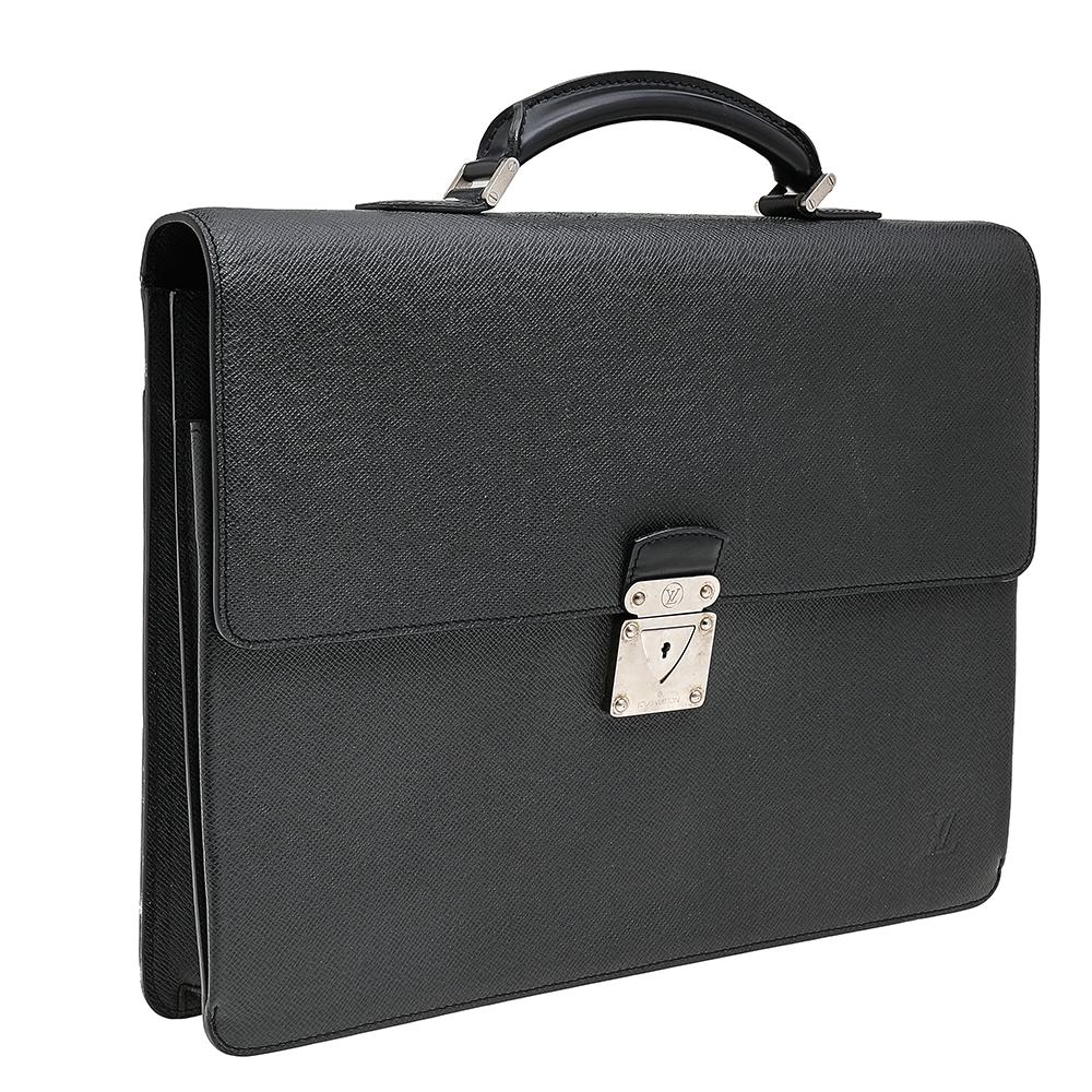 Uomo Louis Vuitton Borsa da lavoro in pelle nera Taiga Robusto a 1 scompartimento