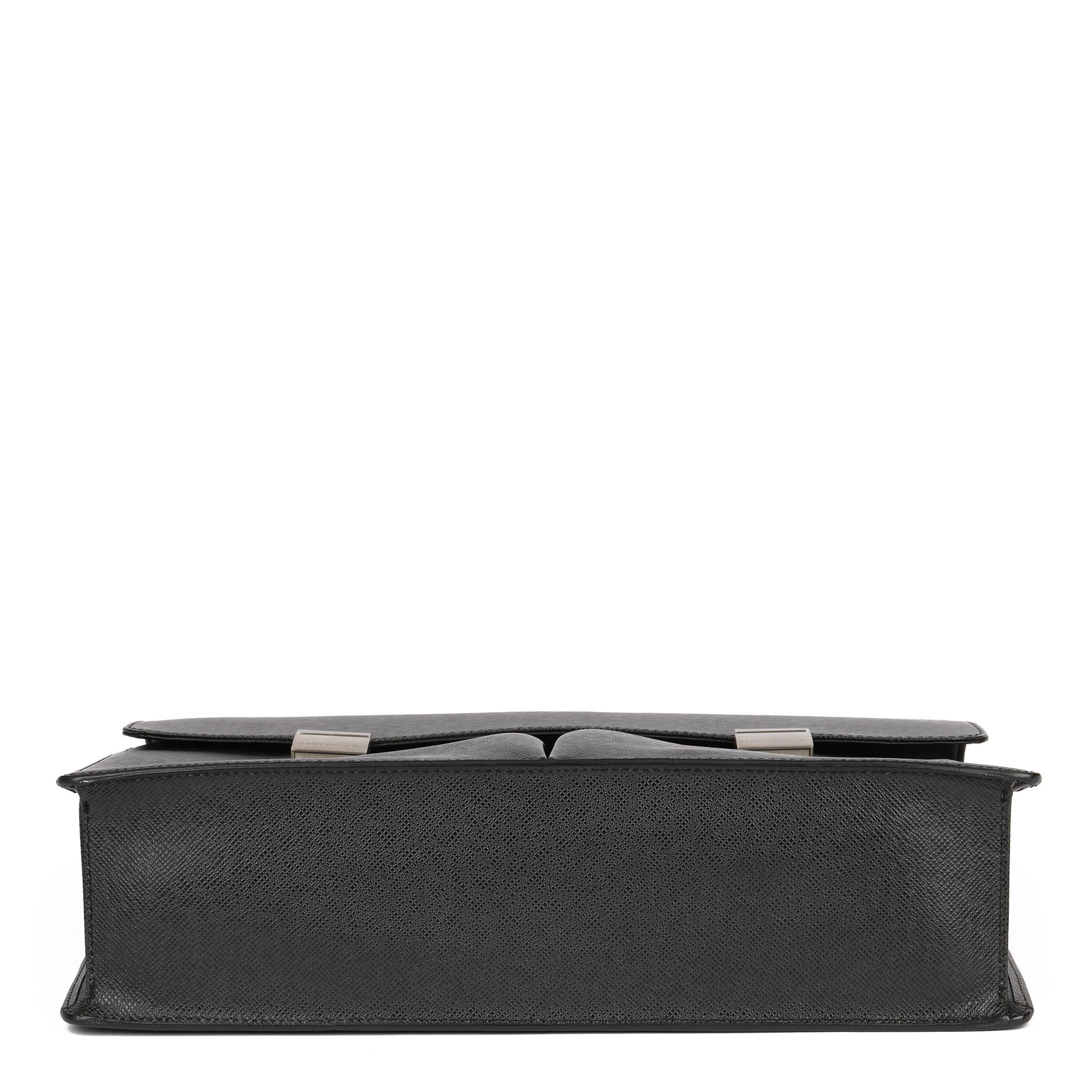 Men's Louis Vuitton Black Taiga Leather Vintage Tobol Briefcase