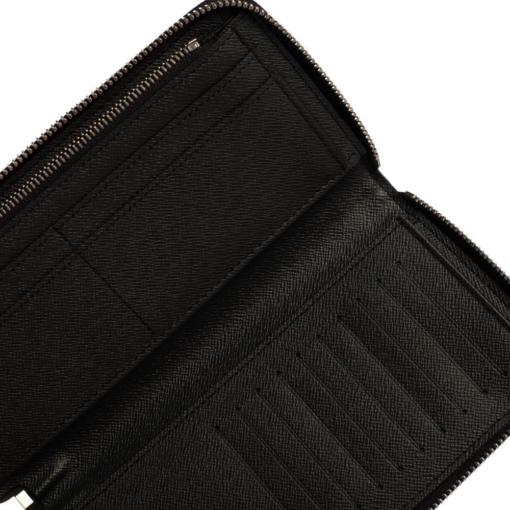 Men's Louis Vuitton Black Taiga Leather Zippy Stripe Vertical Wallet