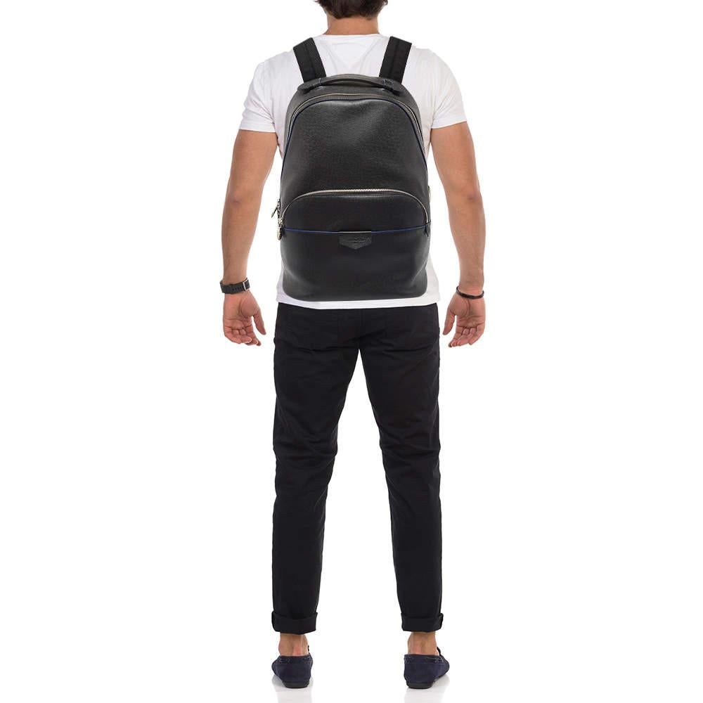 Louis Vuitton Black Taiga Lether Anton Backpack In Excellent Condition In Dubai, Al Qouz 2