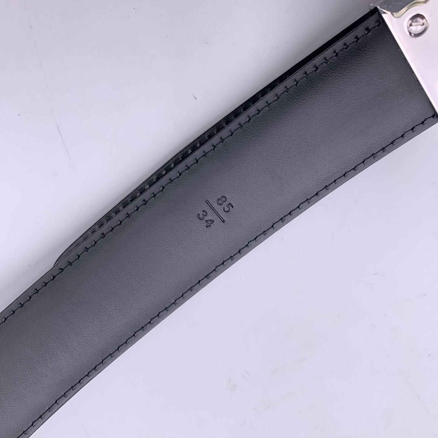 Louis Vuitton Black Taiga Silver Metal Buckle Classic Belt Size 85/34 1