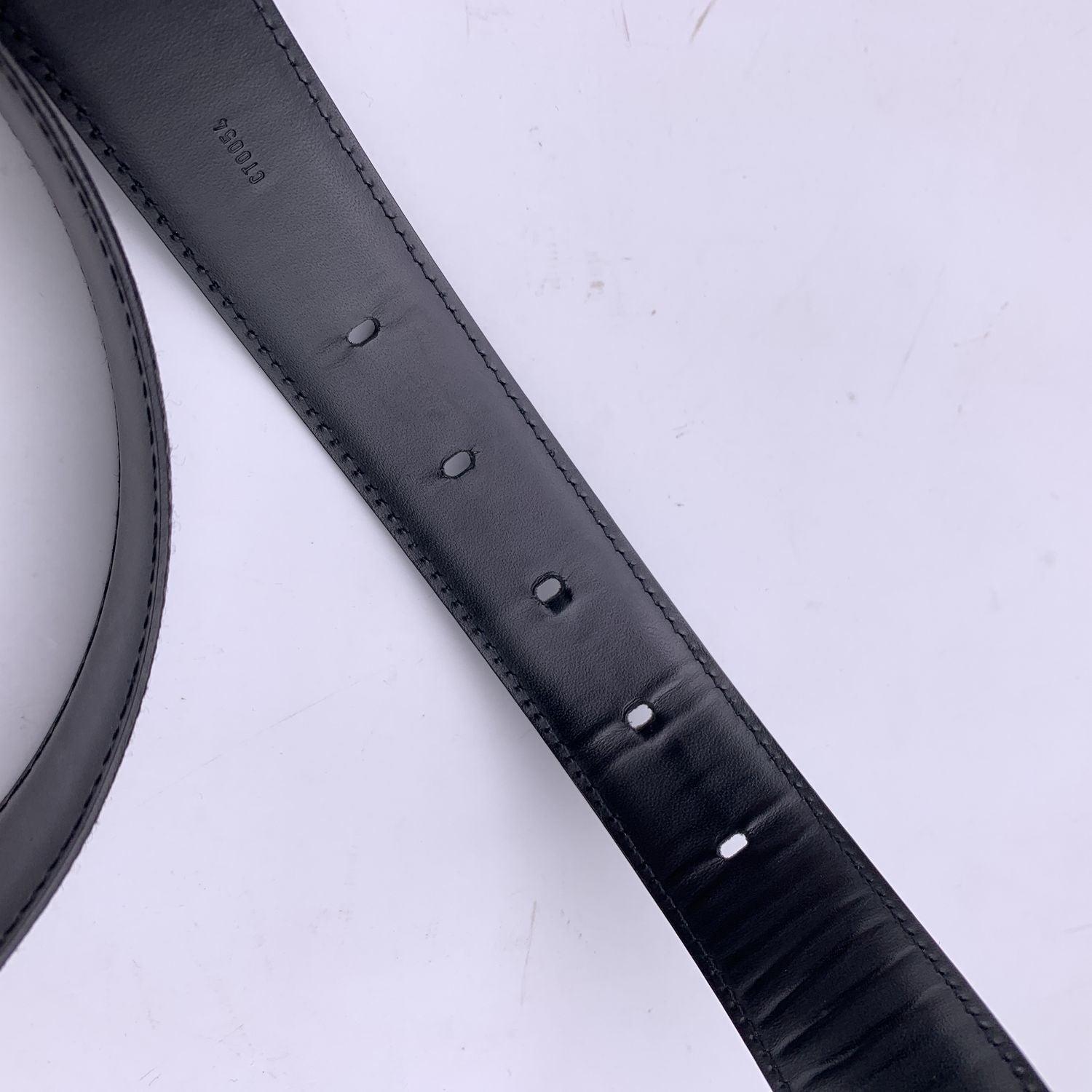Louis Vuitton Black Taiga Silver Metal Buckle Classic Belt Size 85/34 3