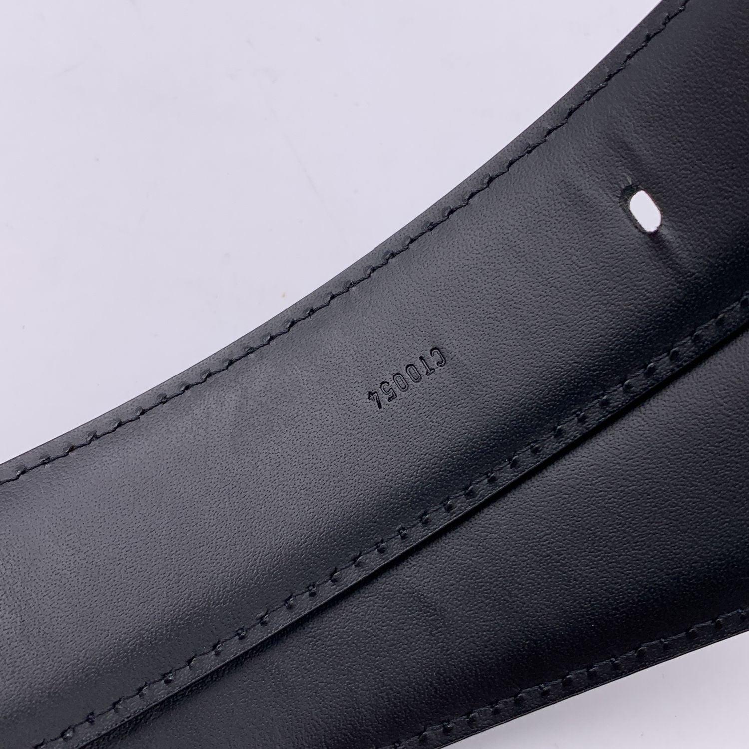Louis Vuitton Black Taiga Silver Metal Buckle Classic Belt Size 85/34 4