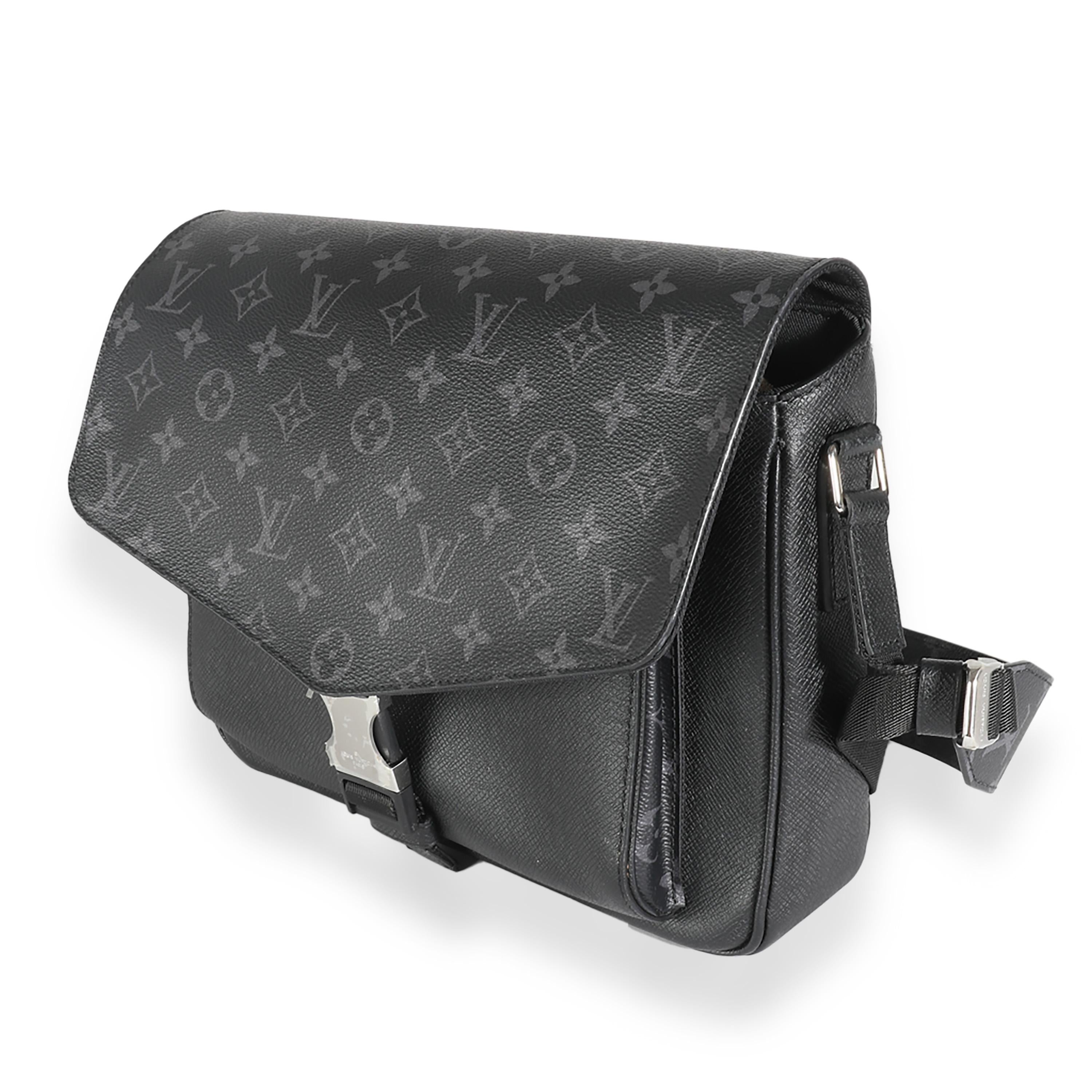 Women's or Men's Louis Vuitton Black Taigarama Monogram Eclipse Outdoor Flap Messenger For Sale
