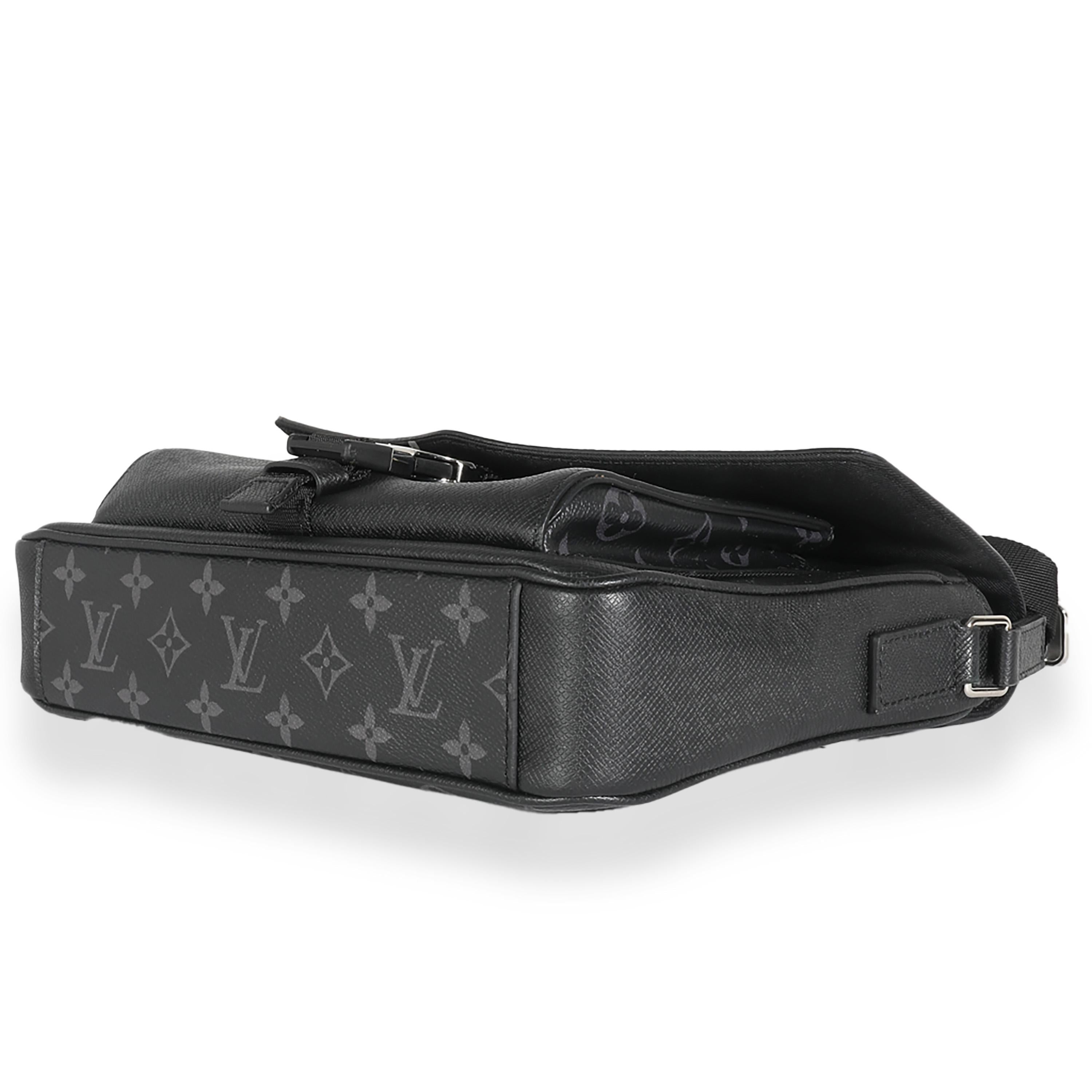 Louis Vuitton Black Taigarama Monogram Eclipse Outdoor Flap Messenger For Sale 1