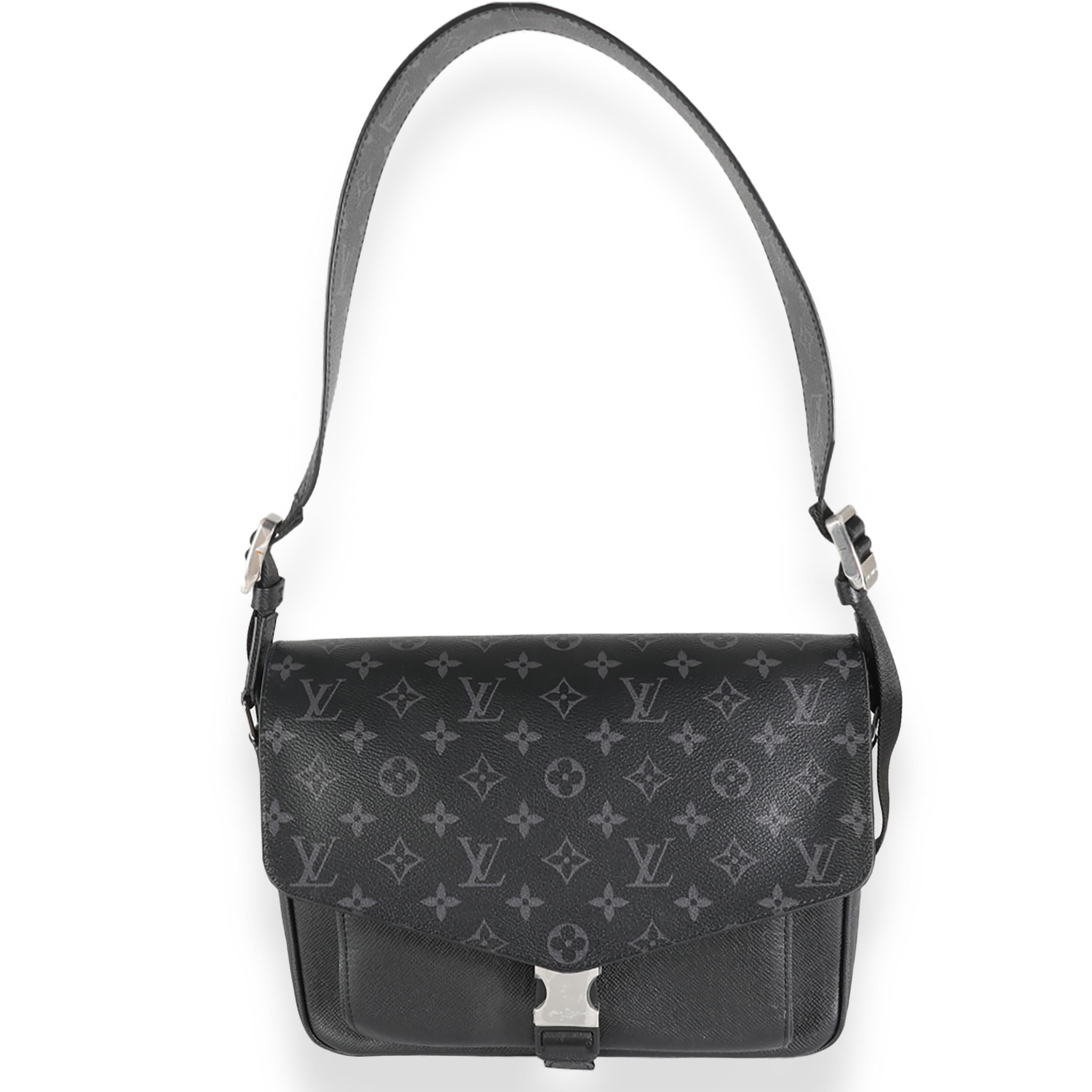 Louis Vuitton Black Taigarama Monogram Eclipse Outdoor Flap Messenger For Sale 2