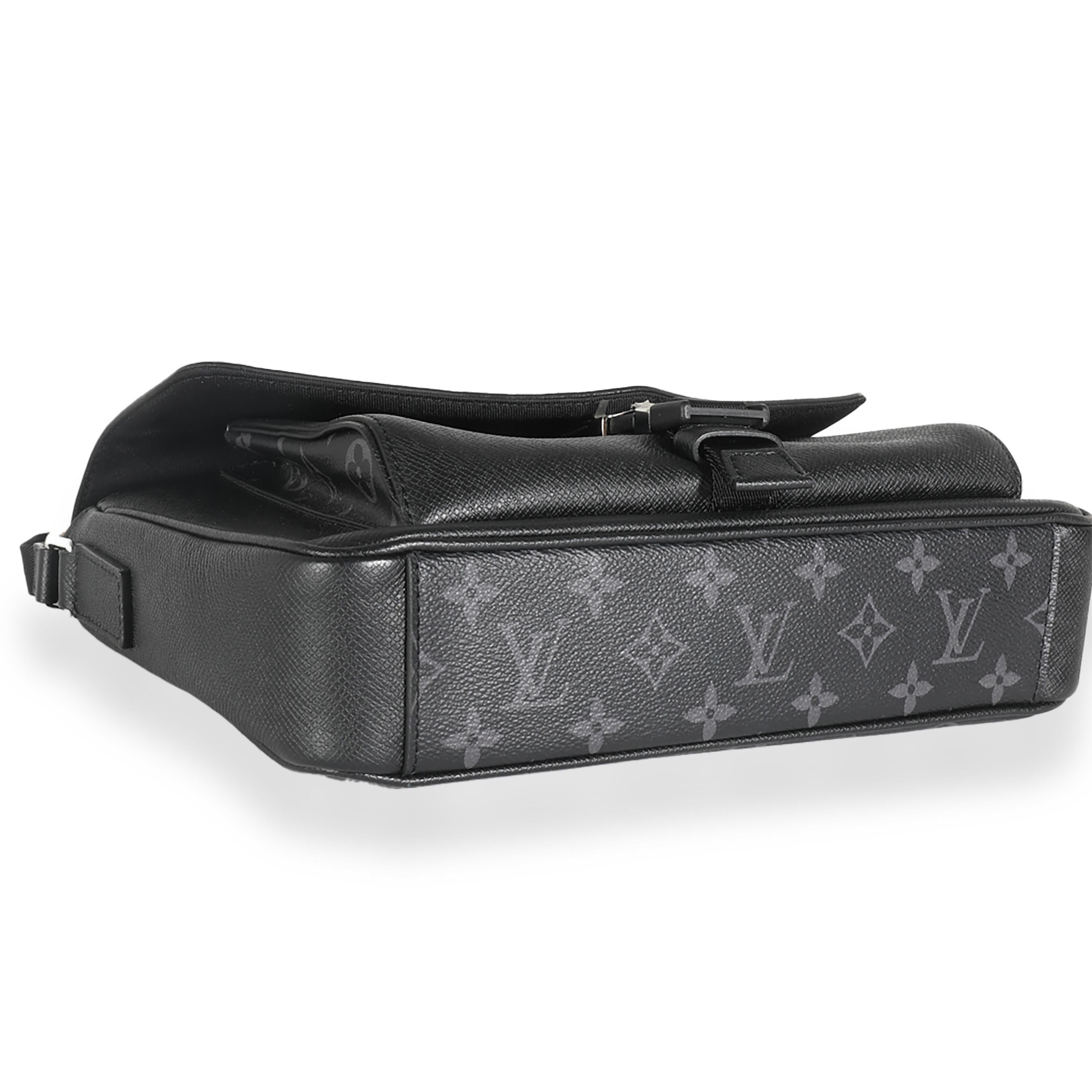Louis Vuitton Black Taigarama Monogram Eclipse Outdoor Flap Messenger For Sale 3
