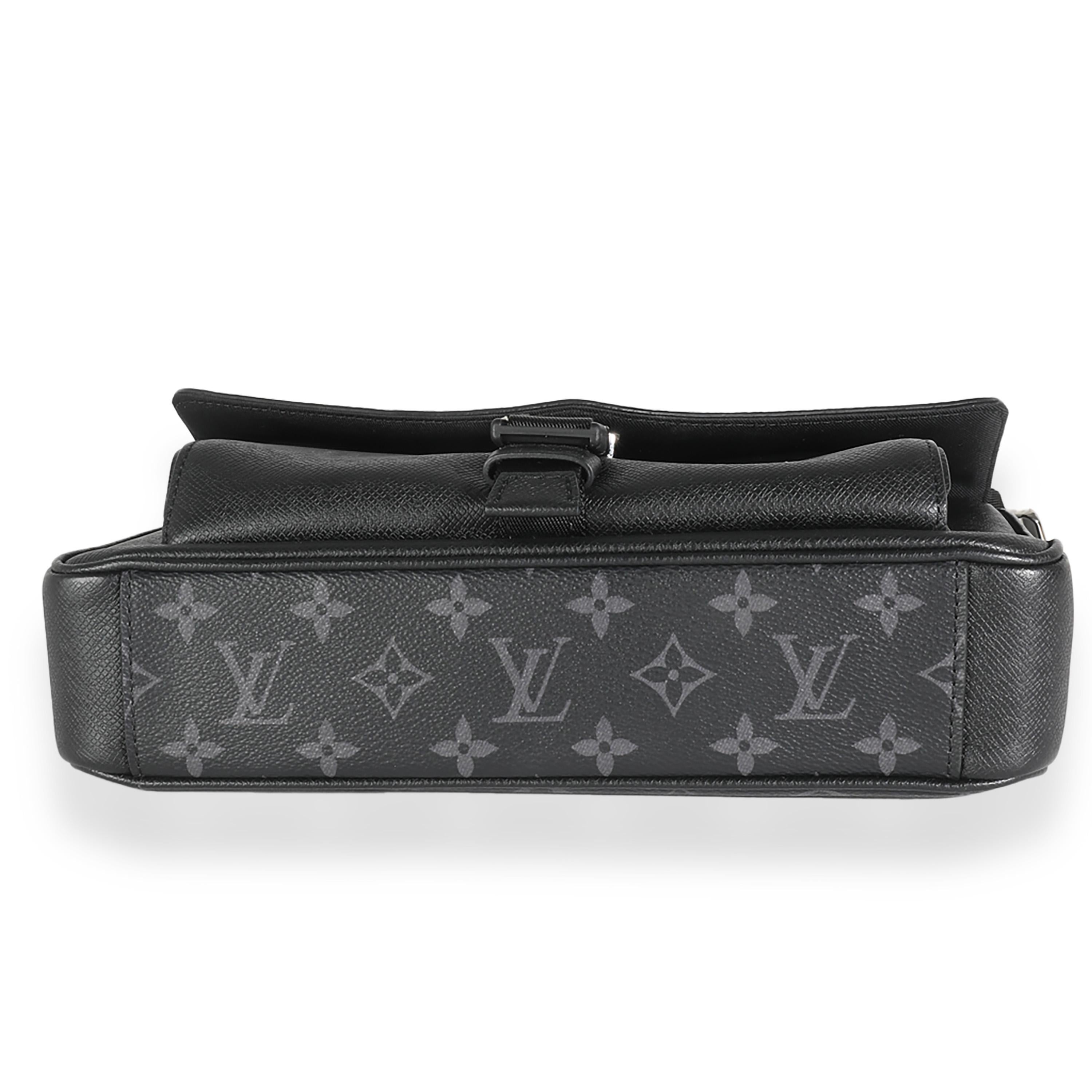 Louis Vuitton Black Taigarama Monogram Eclipse Outdoor Flap Messenger For Sale 4