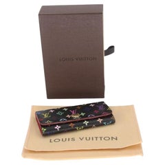 Louis Vuitton Black Takashi Murakami Monogram Multicolor 4 Key Holder Wallet