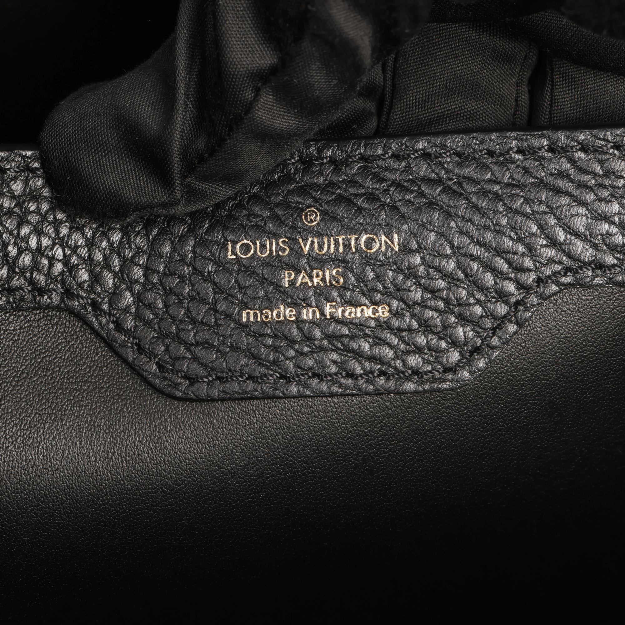 LOUIS VUITTON Black Taurillion Leather Charm Capucines PM 5