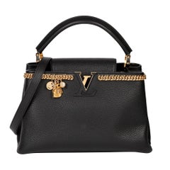 LOUIS VUITTON Black Taurillion Leather Charm Capucines PM