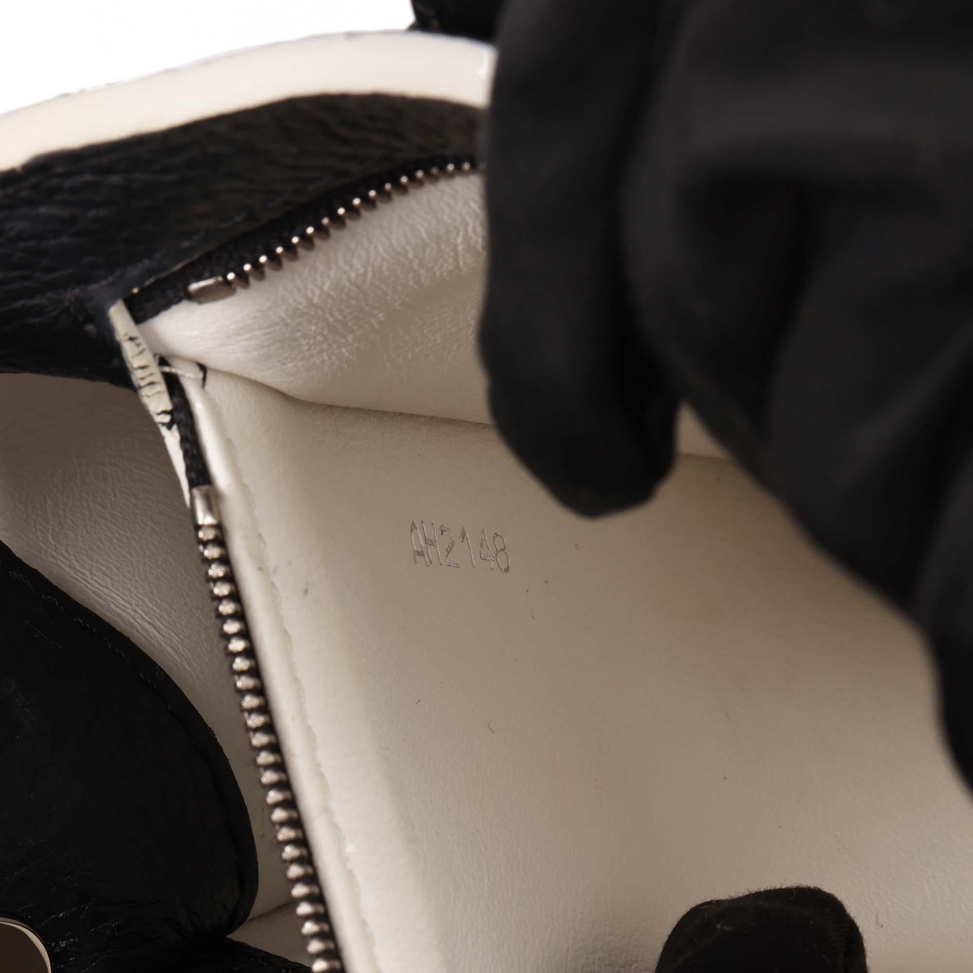 LOUIS VUITTON Black Taurillion Leather & White Stitch Capucines PM 4
