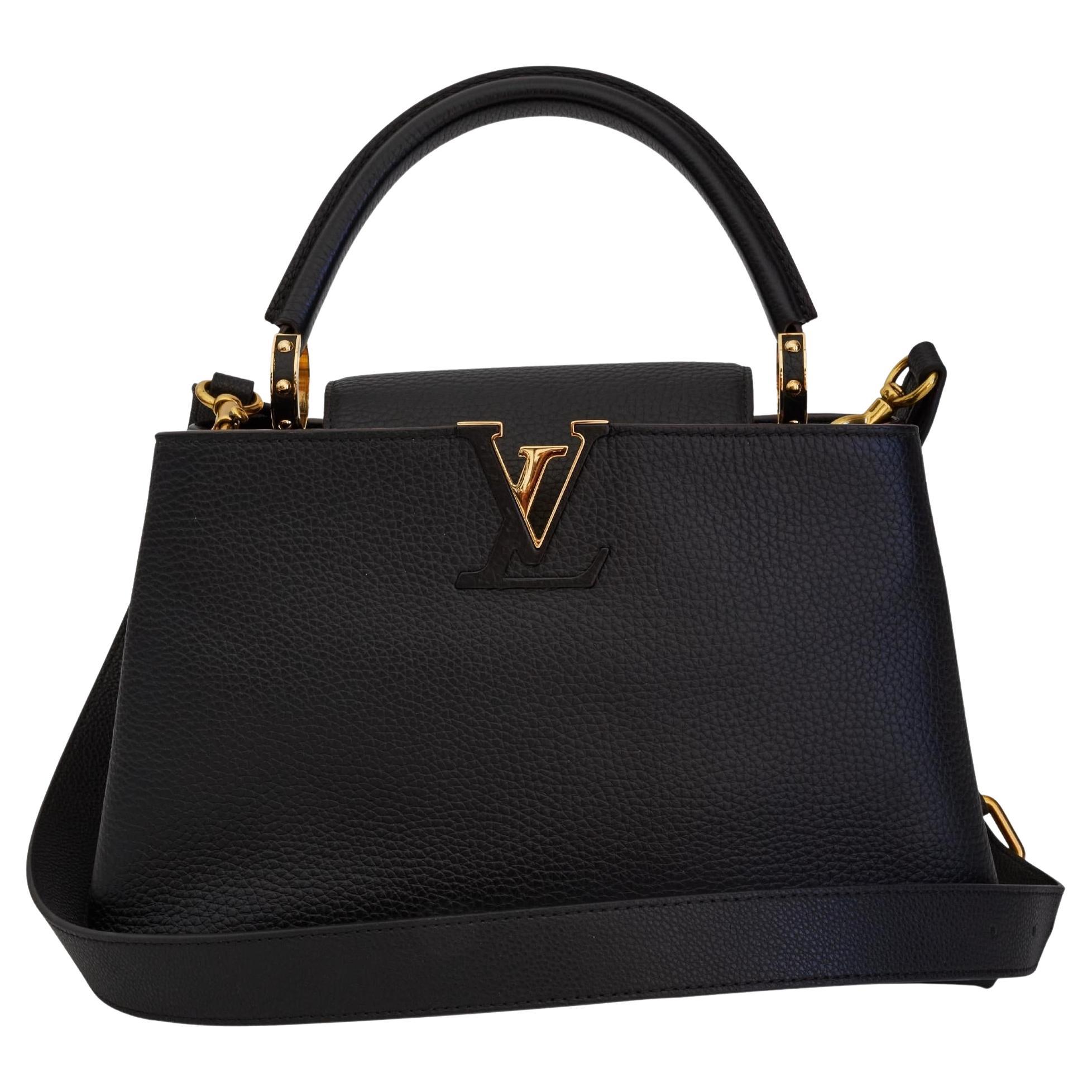 Louis Vuitton Black Taurillon Capucines PM Shoulder Bag PM at