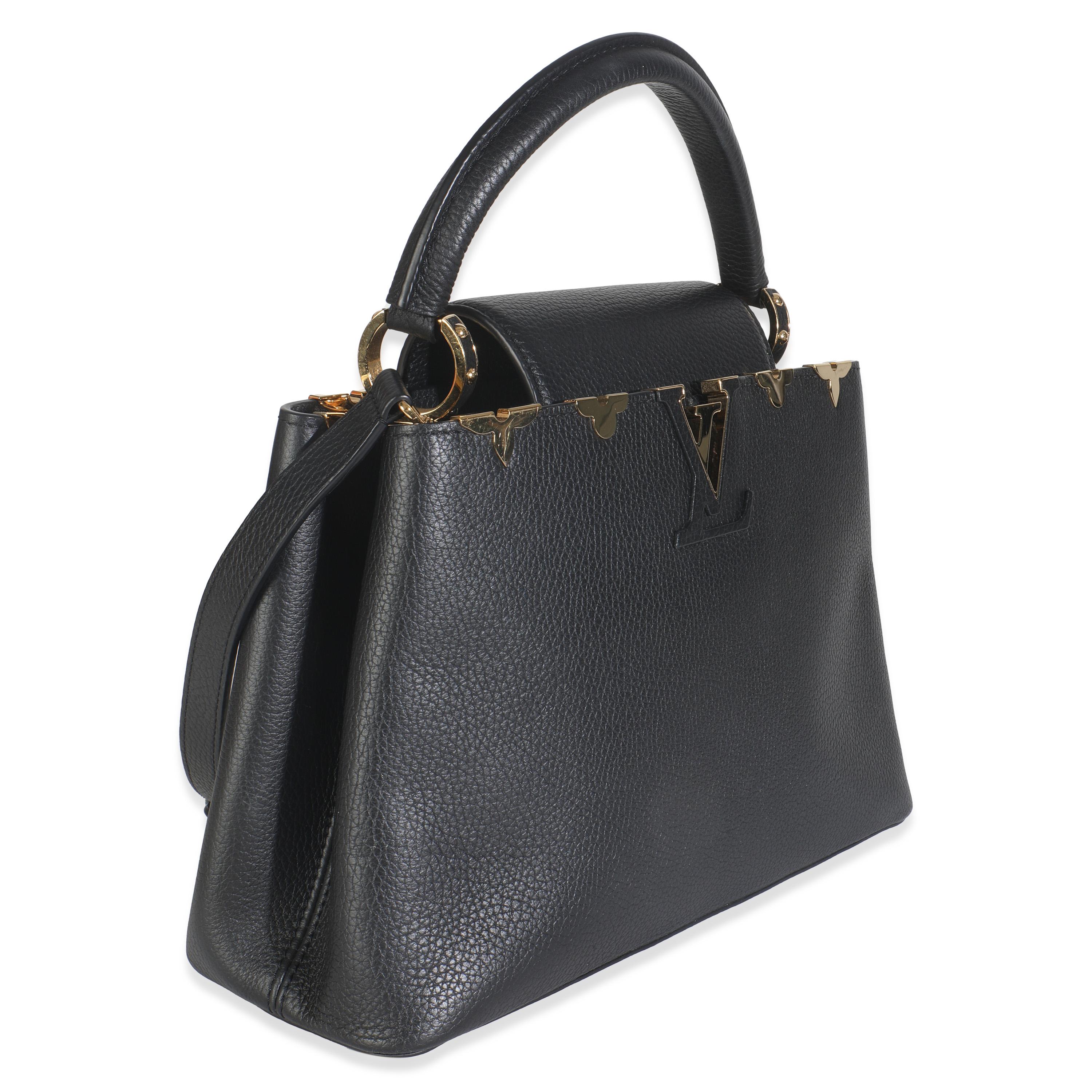 Noir Louis Vuitton Black Taurillon Flower Crown Capucines MM en vente