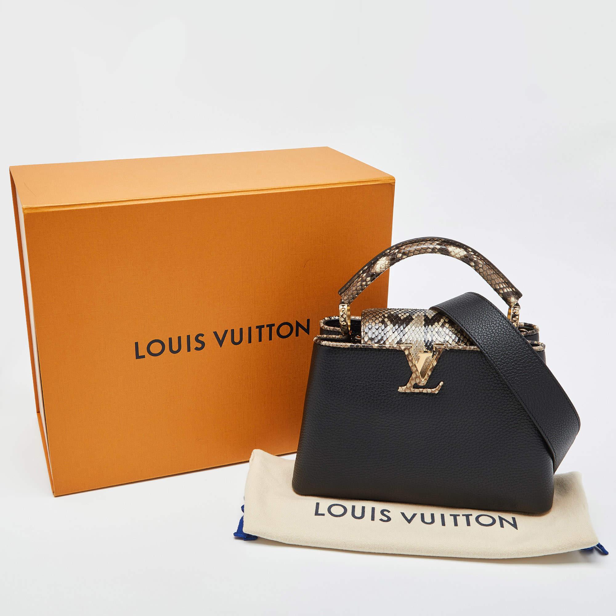 Louis Vuitton Black Taurillon Leather and Python Capucines BB Bag For Sale 9