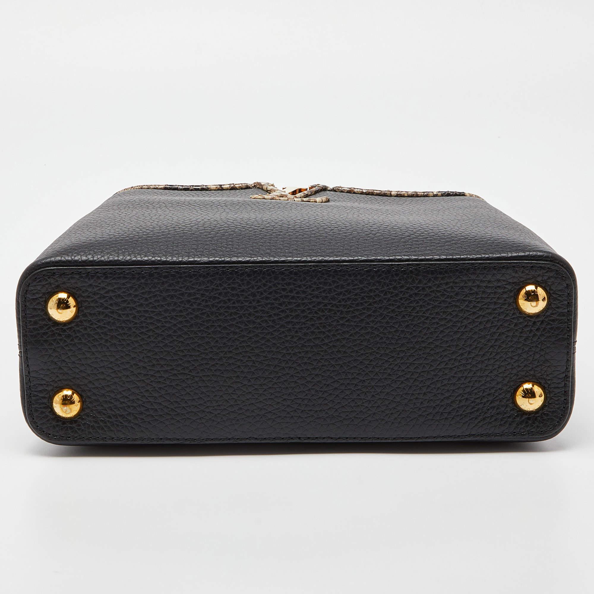 Women's Louis Vuitton Black Taurillon Leather and Python Capucines BB Bag