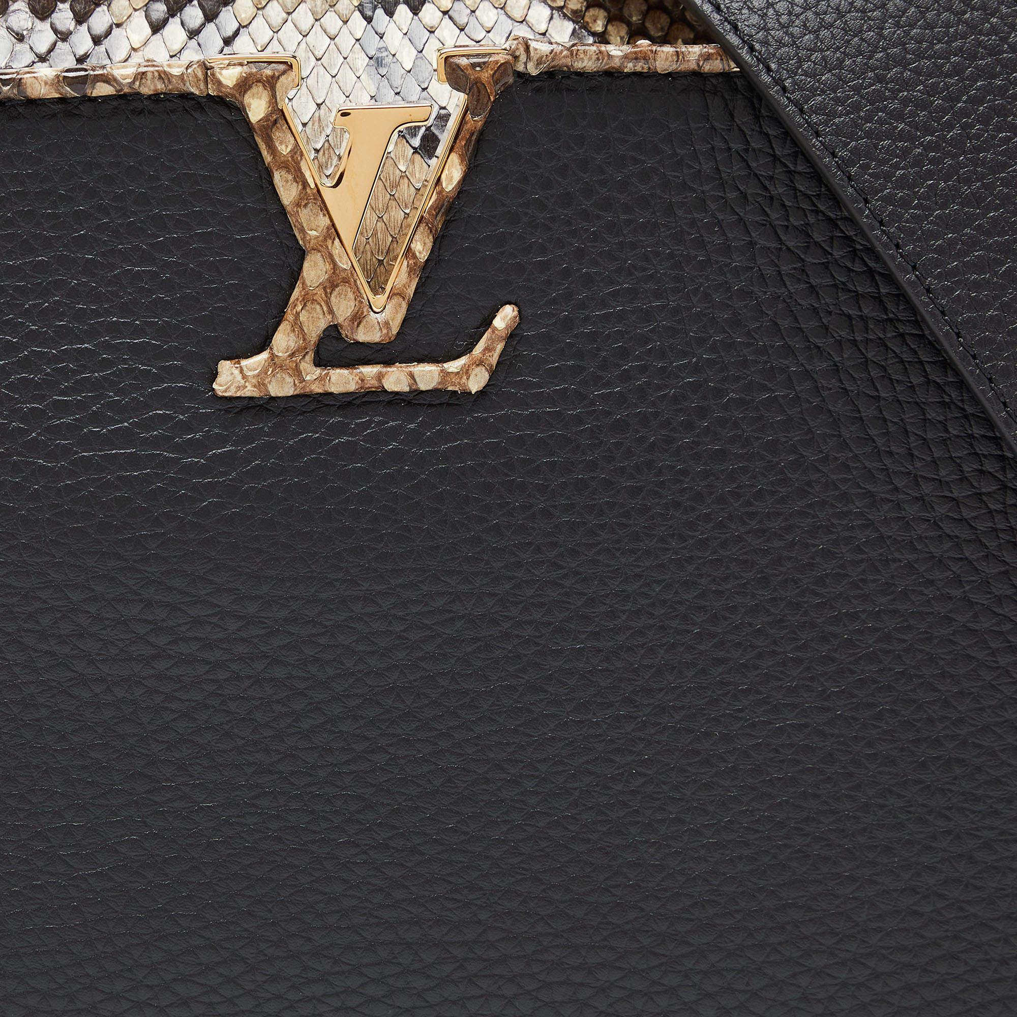 Louis Vuitton Black Taurillon Leather and Python Capucines BB Bag For Sale 5