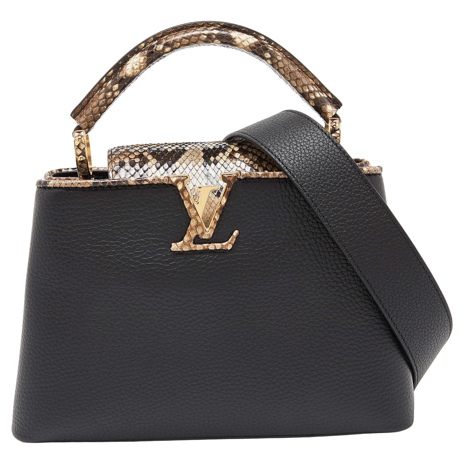 Louis Vuitton Black Taurillon Leather and Python Capucines BB Bag For Sale