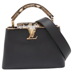 Louis Vuitton - Sac BB en cuir Taurillon noir et python Capucines