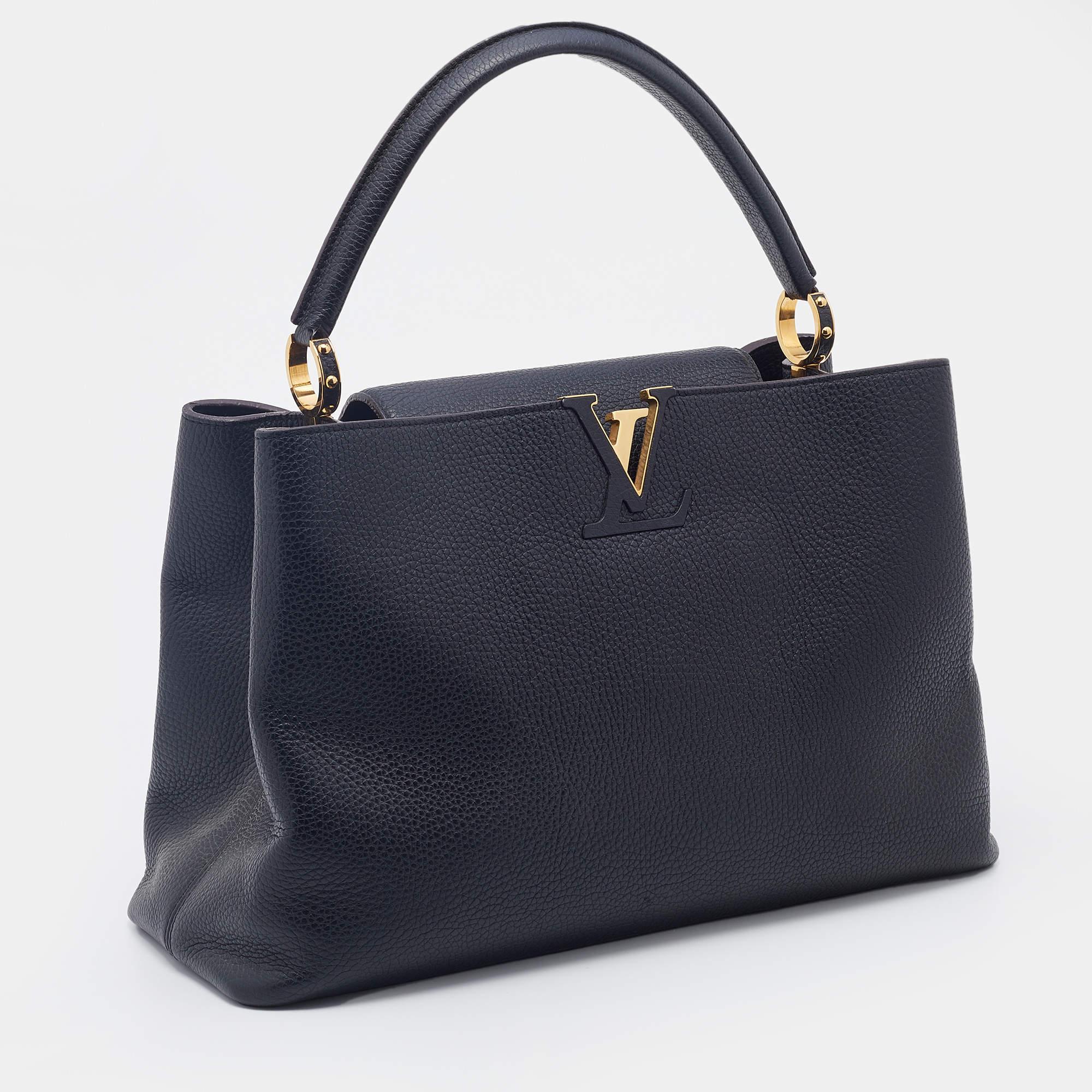 Louis Vuitton Black Taurillon Leather Capucines GM Bag In Good Condition In Dubai, Al Qouz 2