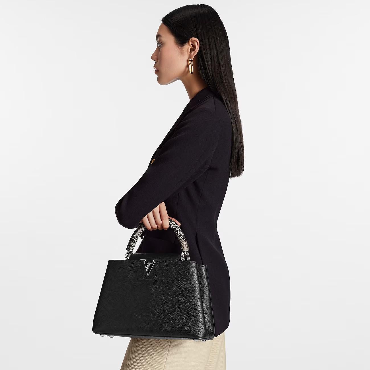 LOUIS VUITTON black Taurillon leather CAPUCINES MM AYERS Bag For Sale 5
