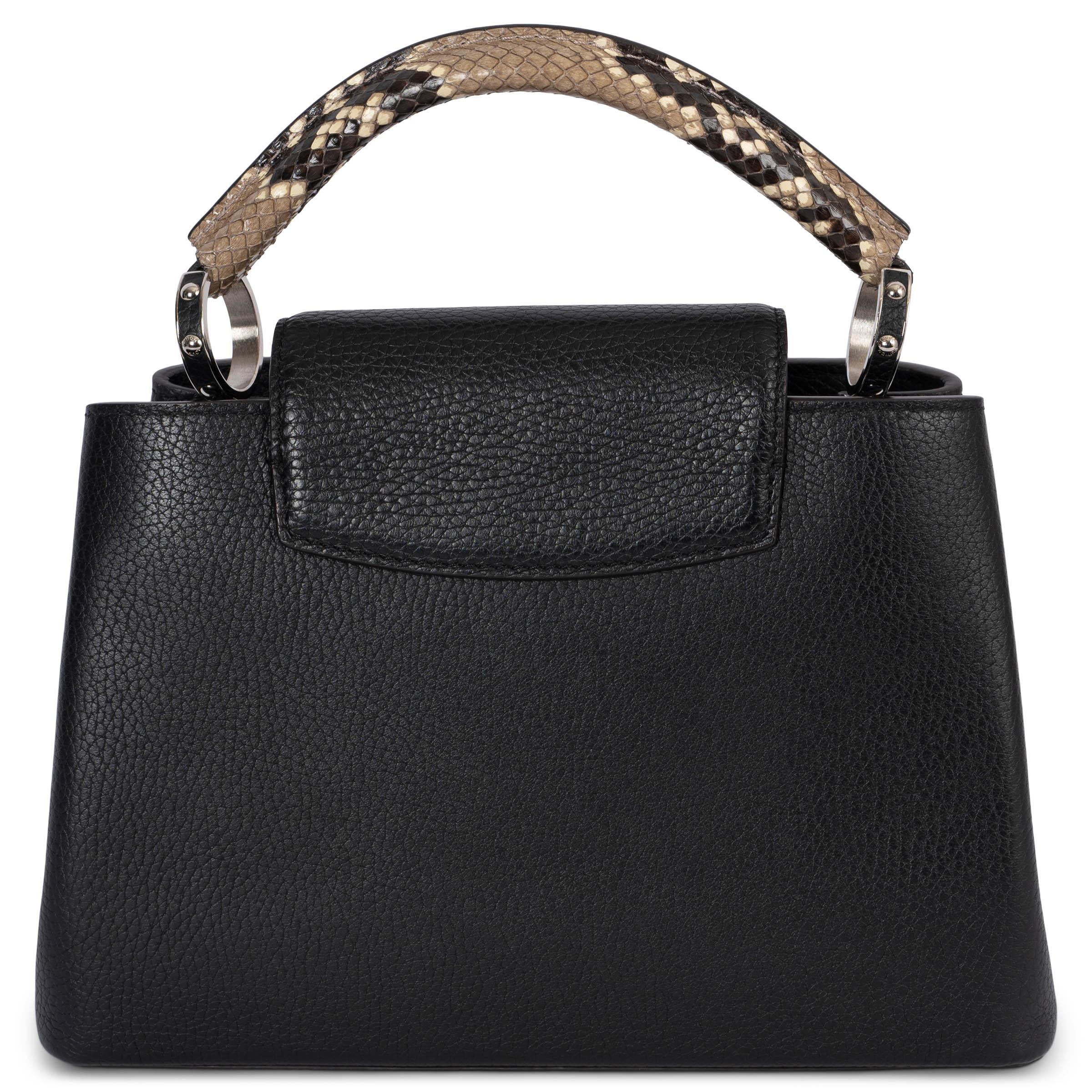 Women's LOUIS VUITTON black Taurillon leather CAPUCINES MM AYERS Bag For Sale