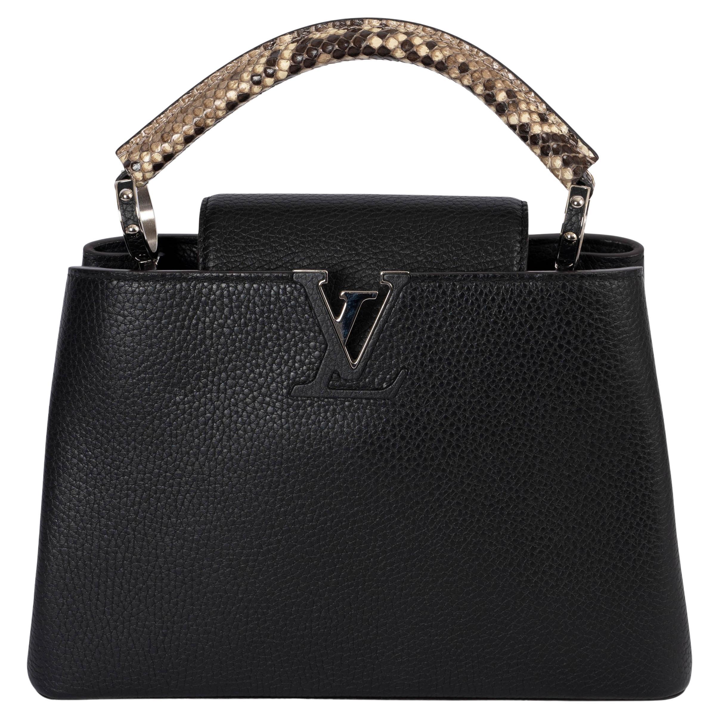 LOUIS VUITTON black Taurillon leather CAPUCINES MM AYERS Bag For Sale