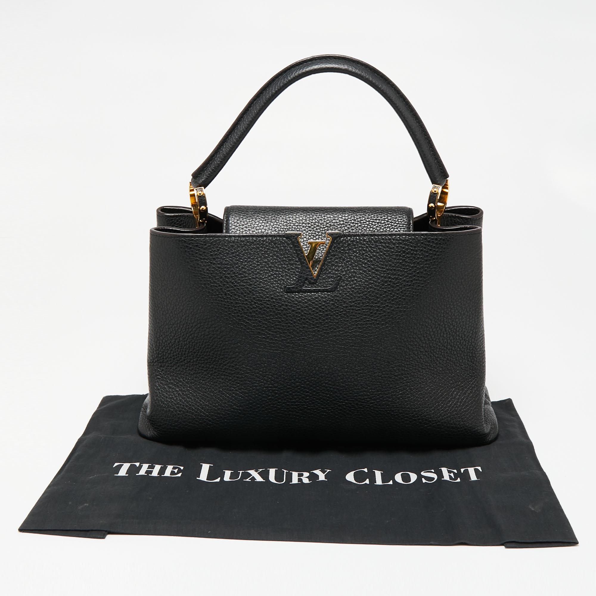 Louis Vuitton Black Taurillon Leather Capucines MM Bag 4