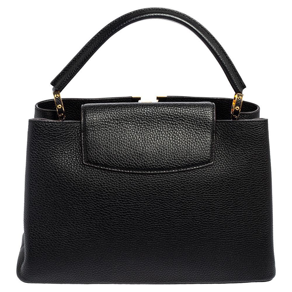 Louis Vuitton Black Taurillon Leather Capucines MM Bag 6