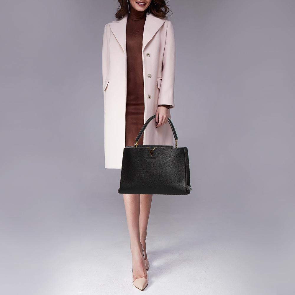 Louis Vuitton Black Taurillon Leather Capucines MM Bag 7