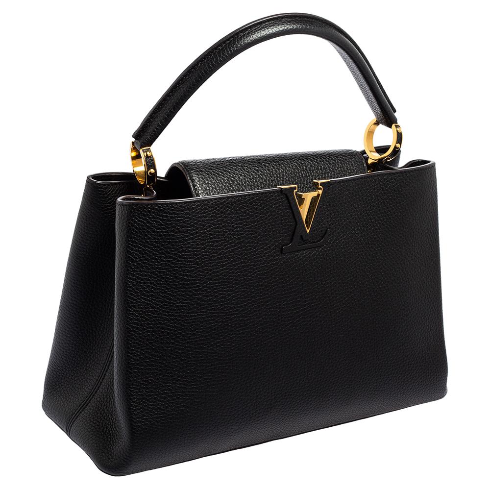 Louis Vuitton Black Taurillon Leather Capucines MM Bag 8