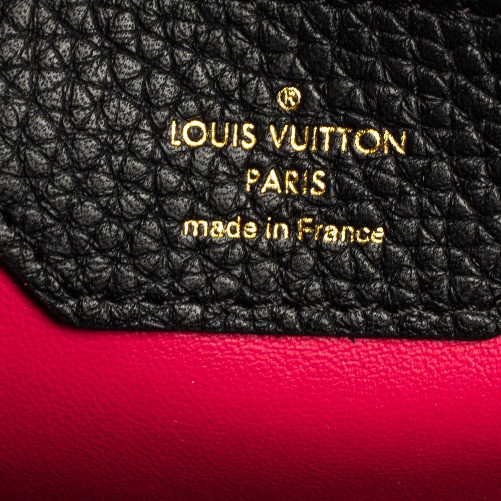 Women's Louis Vuitton Black Taurillon Leather Capucines MM Bag