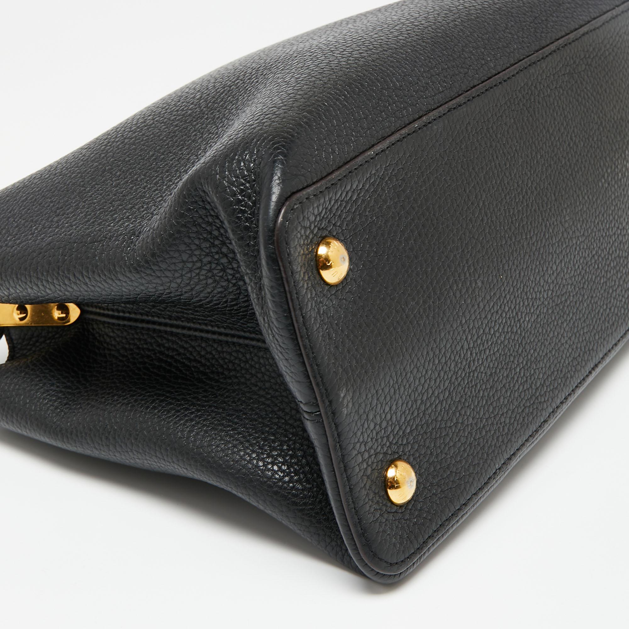 Louis Vuitton Black Taurillon Leather Capucines MM Bag 2