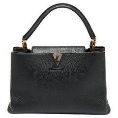 Louis Vuitton Black Taurillon Leather Capucines MM Bag