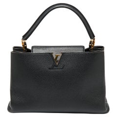 Louis Vuitton Louis Vuitton Schwarz Taurillon Leder Capucines MM Tasche