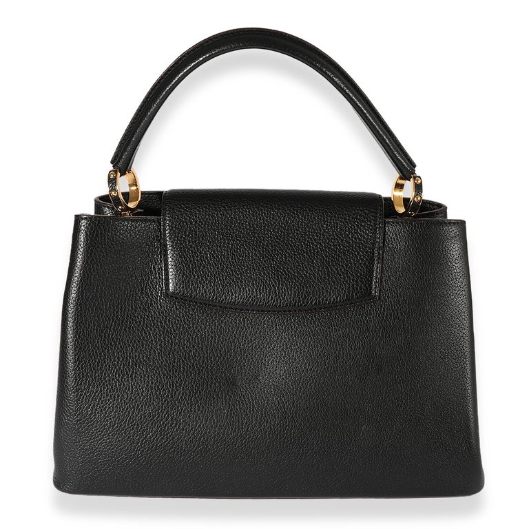 Louis Vuitton Black Taurillon Leather Capucines MM In Excellent Condition For Sale In New York, NY