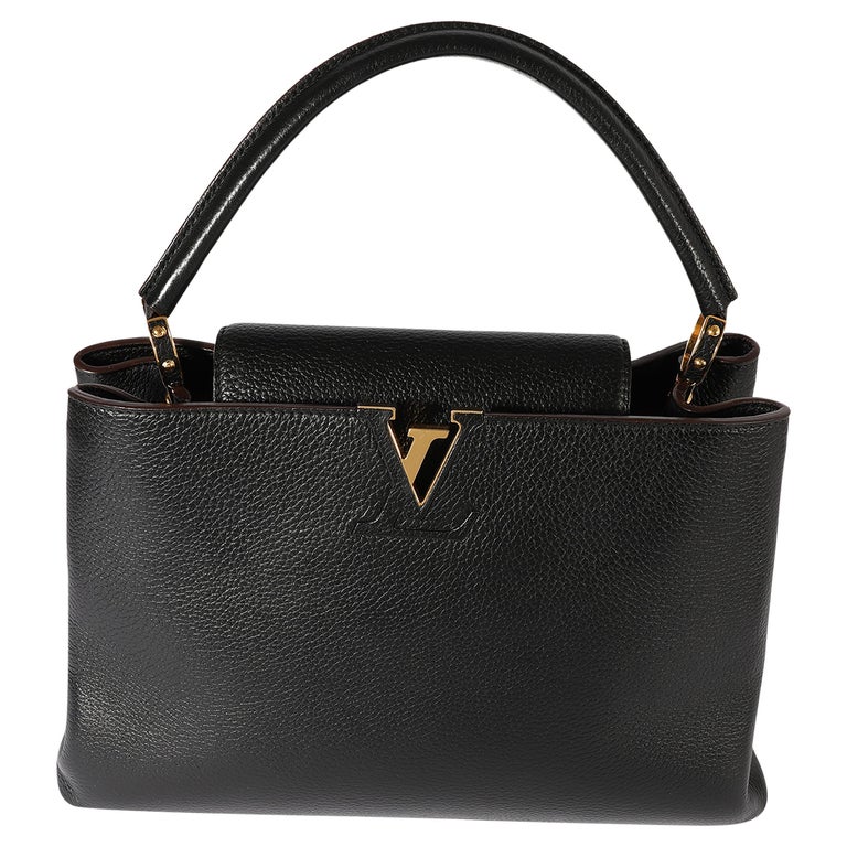 LOUIS VUITTON Louis Vuitton Capucines MM Bag in Black Taurillon Leather, Black Women's Handbag