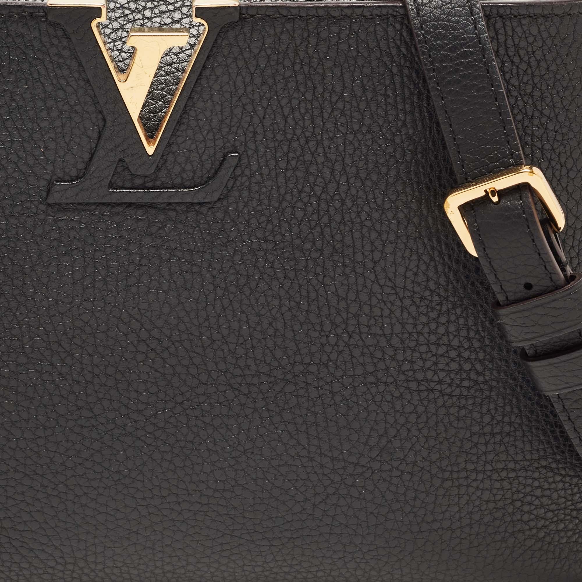 Louis Vuitton Black Taurillon Leather Capucines PM Bag For Sale 7
