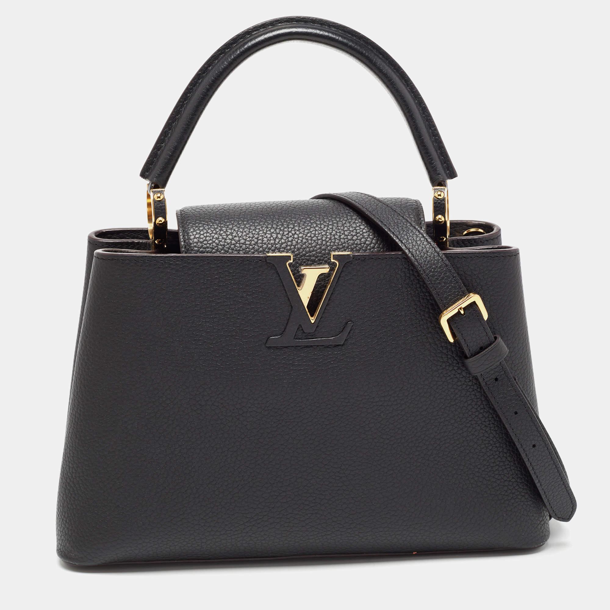Louis Vuitton Black Taurillon Leather Capucines PM Bag In Good Condition In Dubai, Al Qouz 2