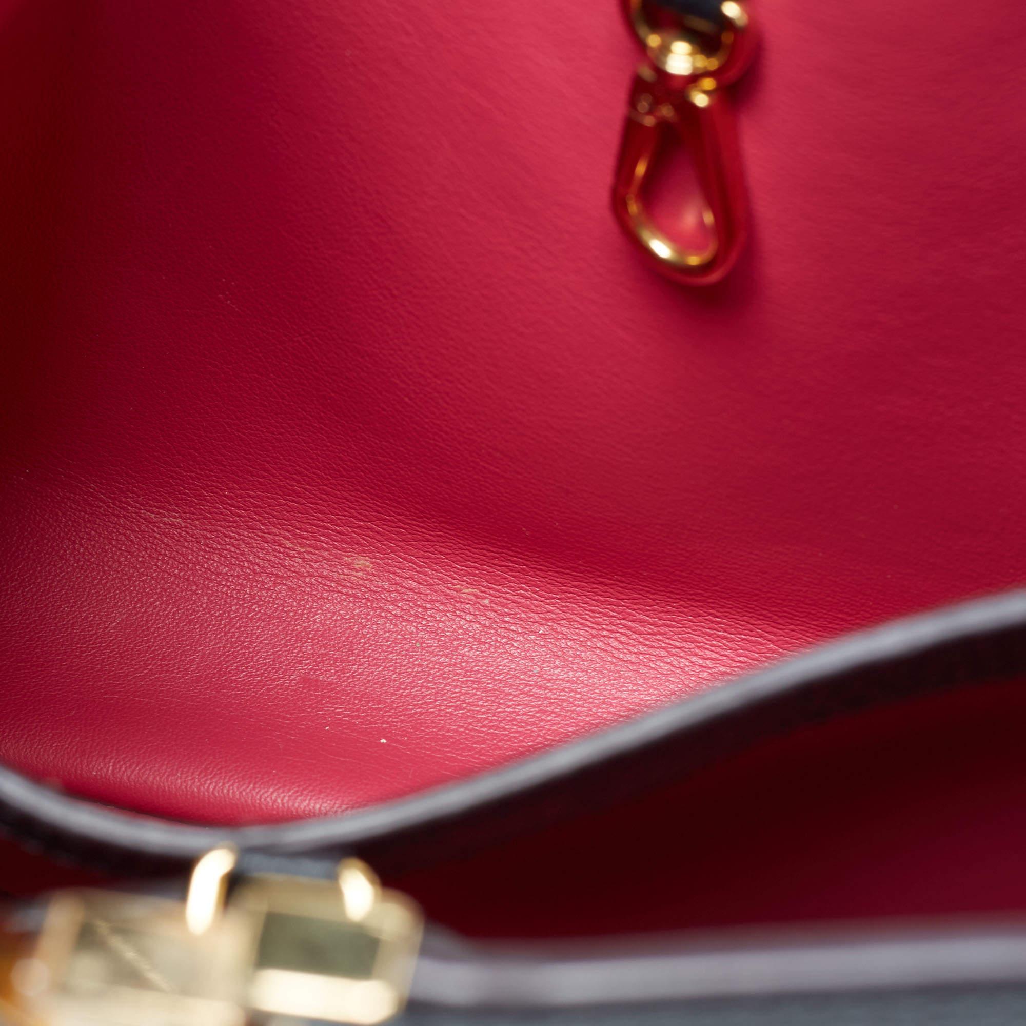 Women's Louis Vuitton Black Taurillon Leather Capucines PM Bag