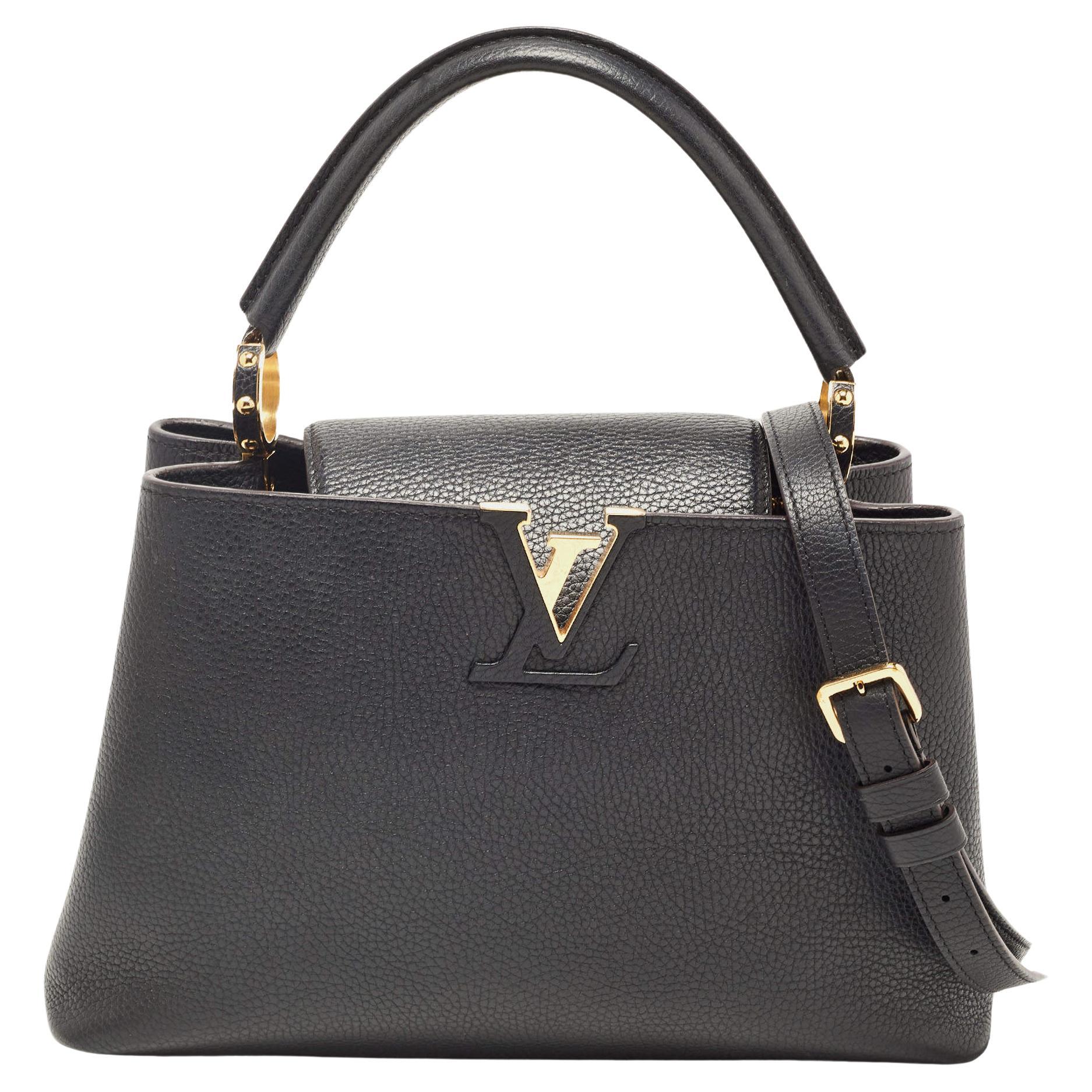 Louis Vuitton Black Taurillon Leather Capucines PM Bag For Sale