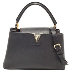 Used Louis Vuitton Black Taurillon Leather Capucines PM Bag