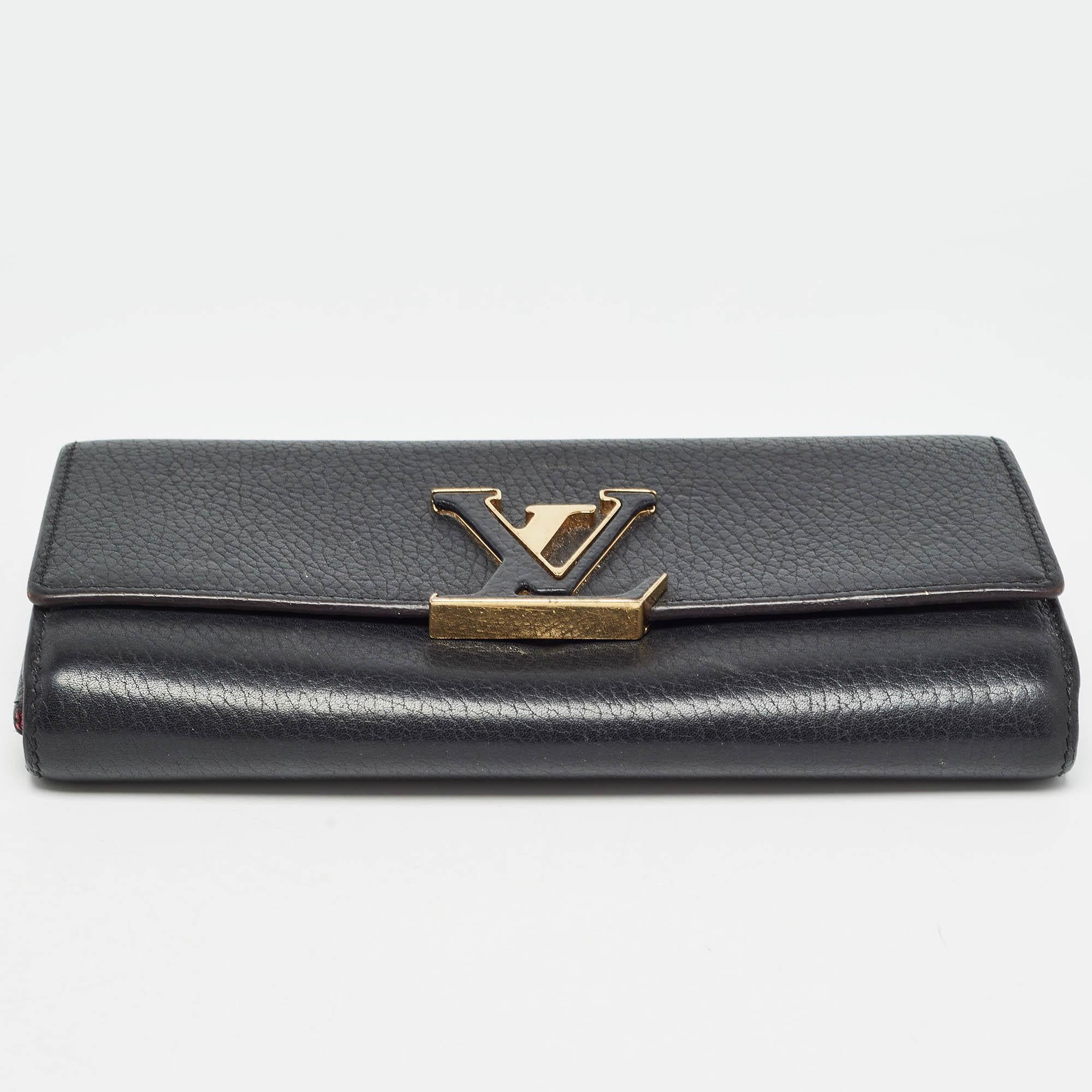 Louis Vuitton Black Taurillon Leather Capucines Wallet 5
