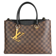 Louis Vuitton Black Taurillon Leather & Damier Ebene Canvas LV Riverside Tote