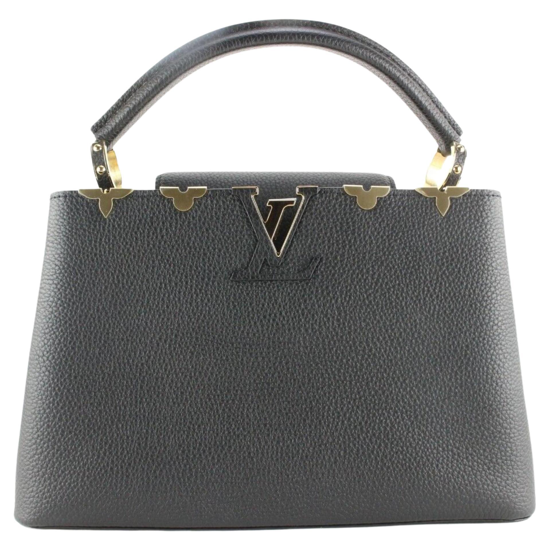 Louis Vuitton Black Taurillon Leather Flower Crown Capucines PM w/ STtap 2L0215 For Sale