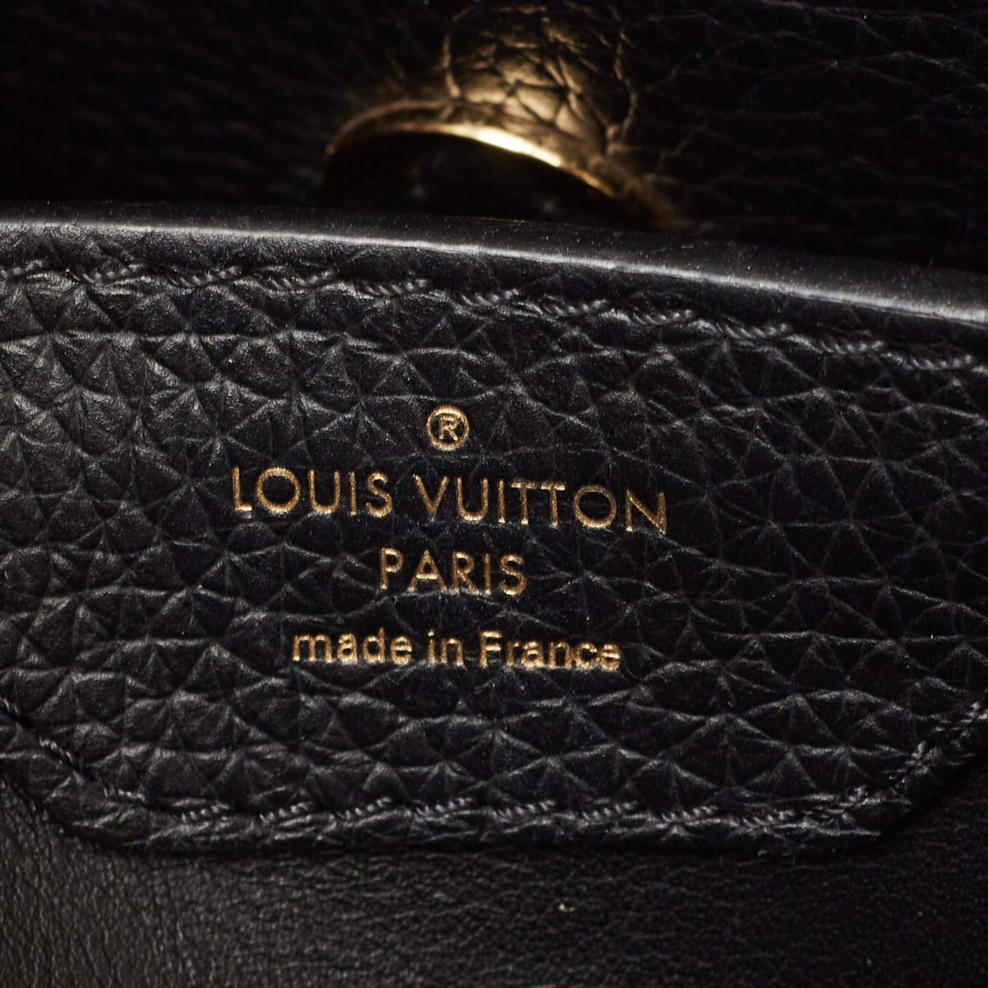 Louis Vuitton Black Taurillon Leather Limited Edition Applique Capucines PM Bag 8