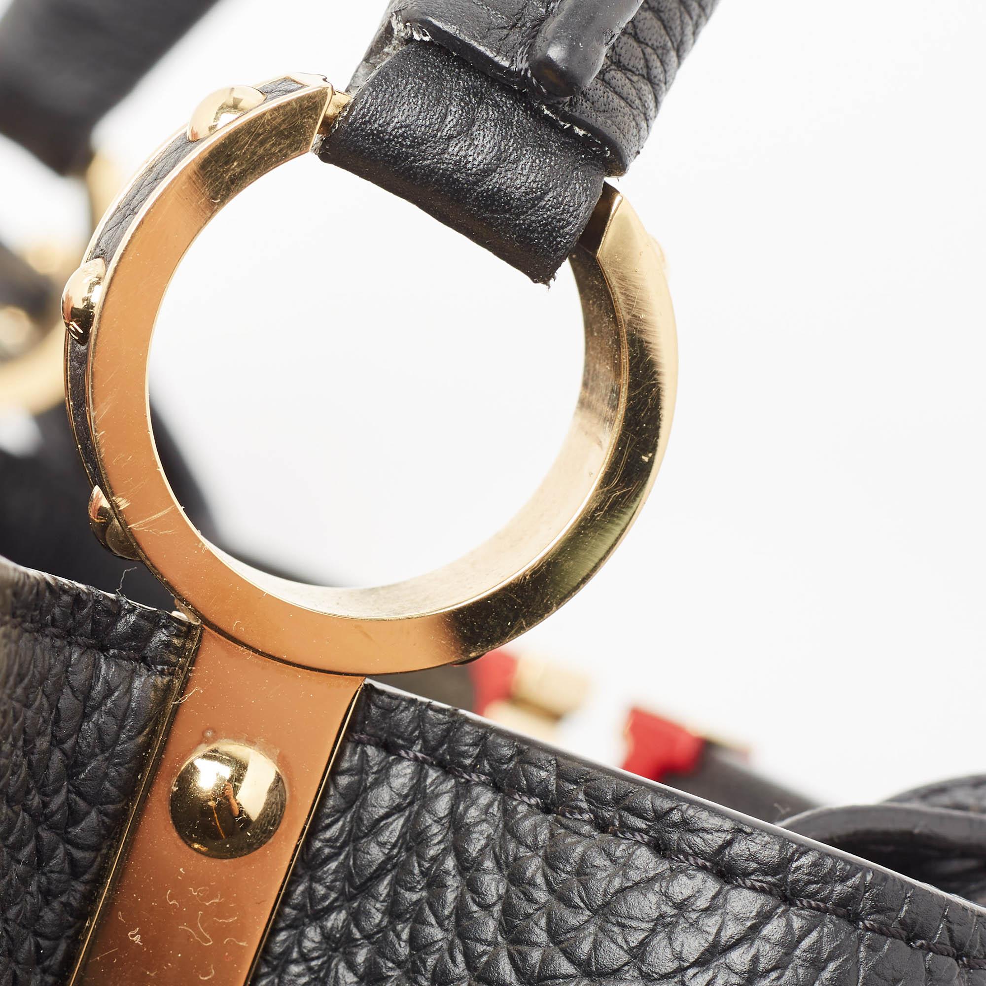 Louis Vuitton Black Taurillon Leather Limited Edition Applique Capucines PM Bag For Sale 9