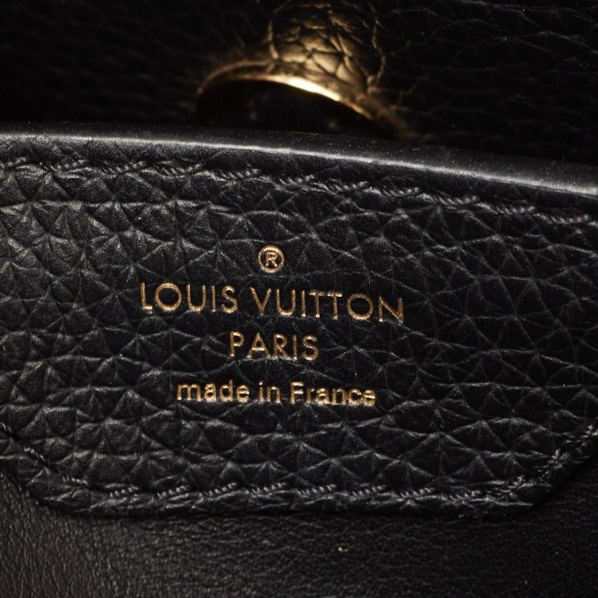Louis Vuitton Schwarz Taurillon Leder Limited Edition Applique Capucines PM Tasche aus schwarzem Leder im Angebot 11